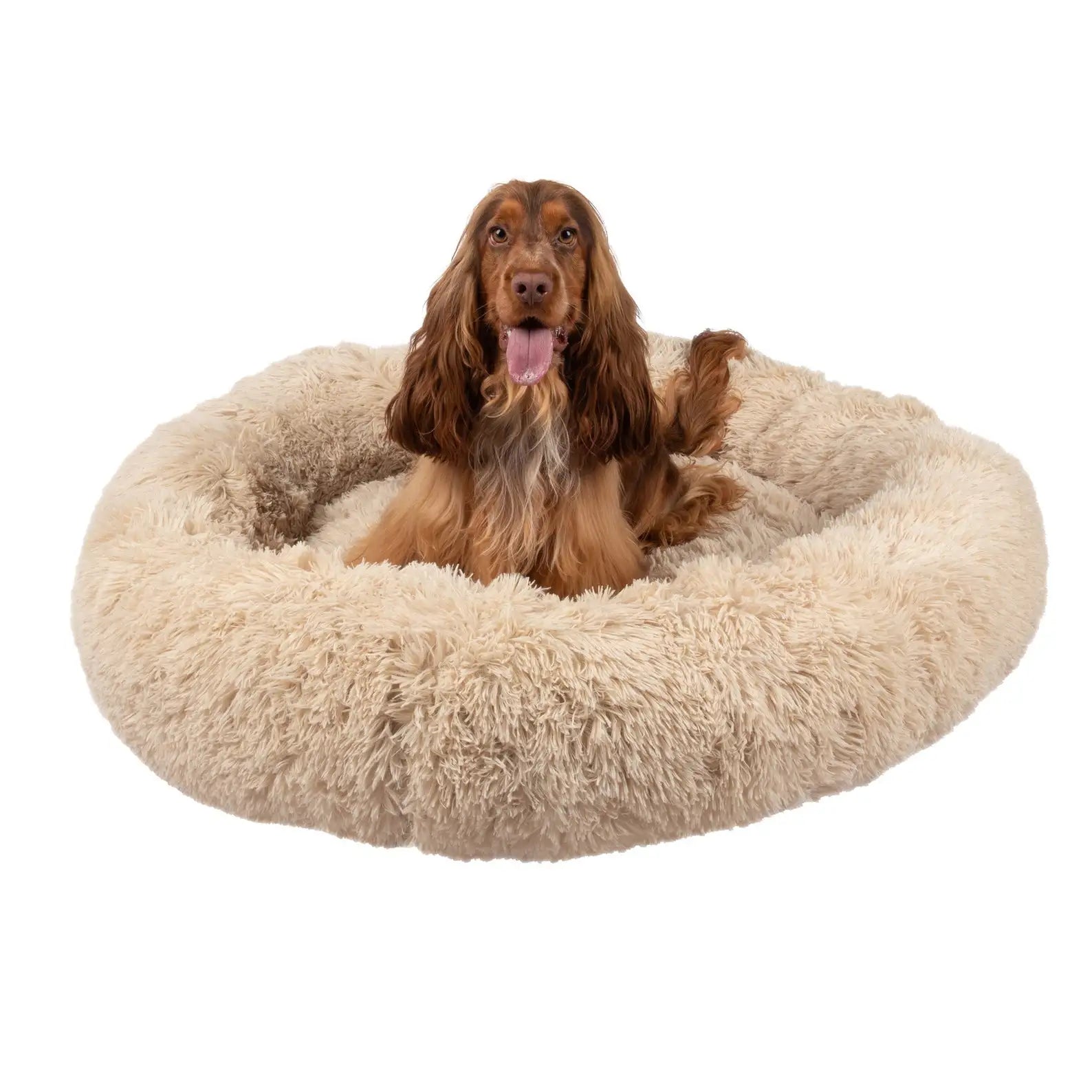 Orthopedic Donut Pet Bed – Calming Anti-Anxiety Round Dog & Cat Sofa, Washable Plush Bolster Bed (Fits 15.7–39.4 in / 40–100 cm)