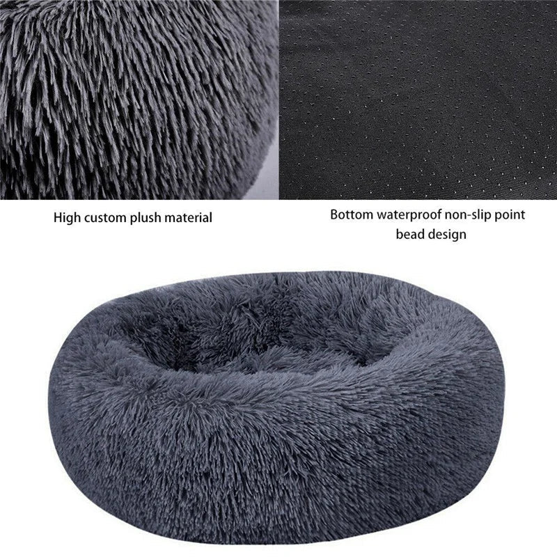 Orthopedic Donut Pet Bed – Calming Anti-Anxiety Round Dog & Cat Sofa, Washable Plush Bolster Bed (Fits 15.7–39.4 in / 40–100 cm)